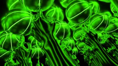 Basketbol dönüşlü animasyon. Tasarım. Üç boyutlu elleri ve dönen topları olan neon animasyon. Basketbol serbest stili. Parmağında dönen basket topları. 