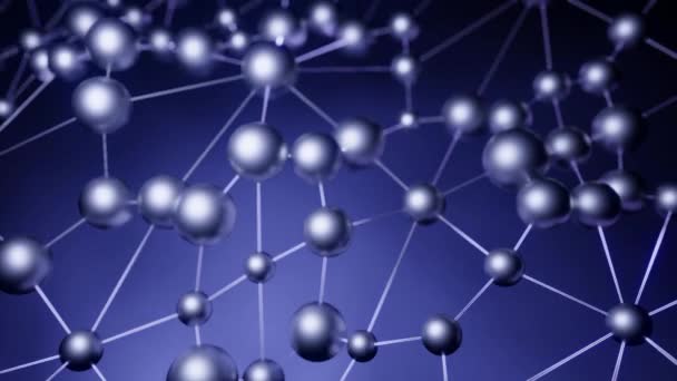 Зеленый Синий Фон Дизайн Связанные Круглые Молекулы Сделаны Будто Микроскопом — стоковое видео