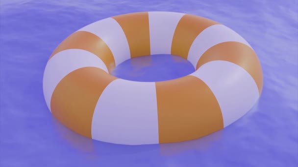 Equipamento Resgate Especial Mar Multicolorido Desenho Uma Bóia Branca Listrada — Vídeo de Stock