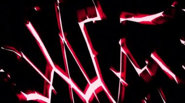 Kırmızı ve mor büyüyen çizgiler. Tasarım. Siyah arkaplan ve yüksekliği 3 boyutlu olarak büyüyen bir model. Yüksek kalite 4k görüntü