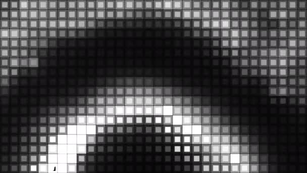 Close Van Glinsterende Pixelachtergrond Met Boogvormen Beweging Knipperen Kwadraat Patroon — Stockvideo