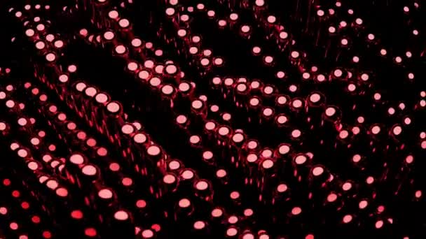 Bílé Červené Lampy Černém Pozadí Design Žhnoucí Žárovky Vytvářené Abstraktními — Stock video