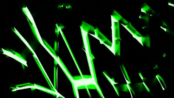 Черный Фон Лазерными Узорами Дизайн Желто Зеленая Расширяющаяся Сетка Сделанная — стоковое видео