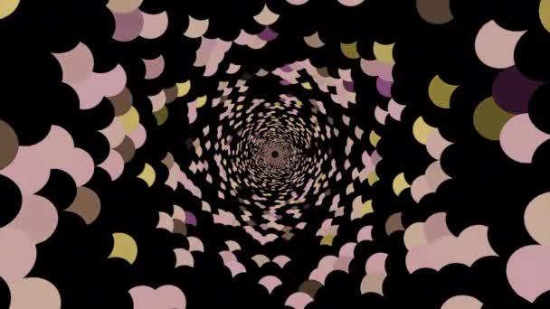 Чорний Тунель Дизайн Фіолетові Помаранчеві Круги Які Оточують Чорний Портал — стокове відео
