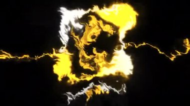 Yeşil ve sarı ışık damlası. Hareket. 3D formatta yapılmış kocaman parlak lekeler. Yüksek kalite 4k görüntü