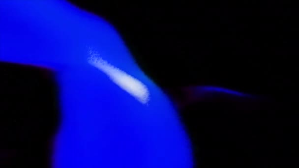 Laser Blu Sulla Parete Mozione Colore Blu Che Vola Diverse — Video Stock