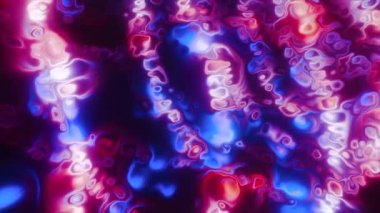 Karanlık bir arka planda soyut parlak bulanık dalga lekeleri. Hareket. Oval şekilli siluetler bükücü neon çizgilerinde 