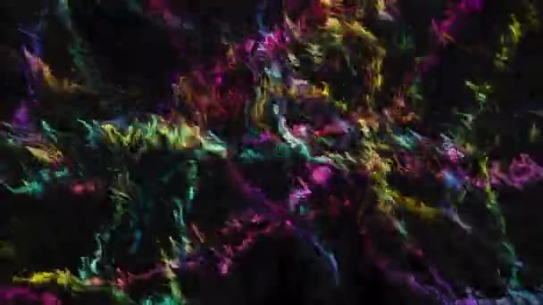 Zwarte Achtergrond Met Heldere Neon Vlekken Motion Glanzende Vlekken Gemaakt — Stockvideo