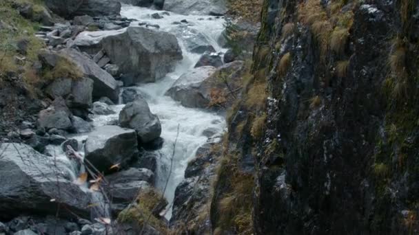 Krachtige Waterval Nationaal Park Ijsland Creatief Stromende Koude Bergachtige Rivier — Stockvideo