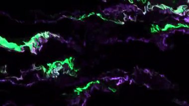 Sıvı renkli akış. Hareket. Siyah arkaplanda renkli çizgiler olan yüzey gibi su.