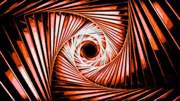 メッシュで作られたピンクとオレンジのトンネル デザイン 3Dアニメーションで作られた長い回転ポータル 高品質の4K映像 — ストック動画