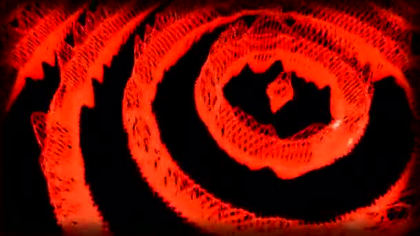 Черный Фон Перекрывающимися Сетками Дизайн Темный Фон Компьютерной Графикой Красными — стоковое видео