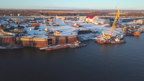 Vista Aerea Del Terminal Container Nel Porto Marittimo Con Navi — Video Stock