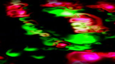 Parlak renklerden oluşan koyu yoğun bir palet. Hareket. Siyah arka plandaki neon pıhtıları soyutlamada parlıyor. Yüksek kalite 4k görüntü