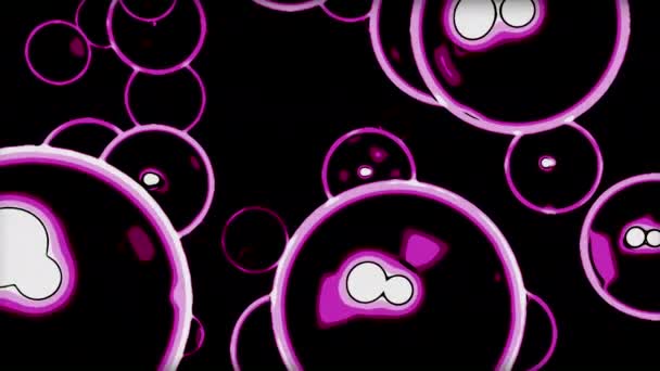 Černé Pozadí Průhlednými Bublinami Design Animace Obrovskými Nafouklými Modrými Fialovými — Stock video