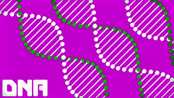 Purple Green Background Dna Scheme Design Bright Background Dna Molecules — Stock Video