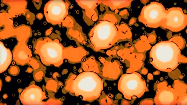 蓝色和橙色浓密的气泡 黑色背景 动画中明亮的气泡使泡沫和模糊 高质量的4K镜头 — 图库视频影像