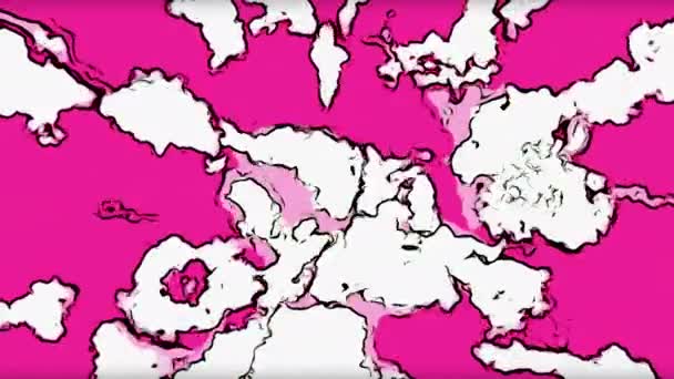Gerçeküstü Kabarık Bulutlar Çizgi Film Animasyonu Hareket Gökyüzü Zemininde Uçan — Stok video