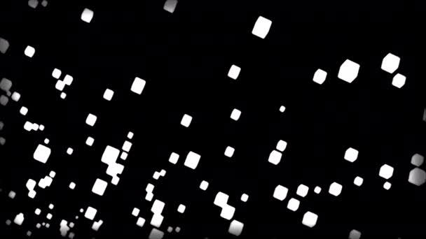 Strumień Pulsujących Kostek Kosmosie Projektowanie Świecące Kostki Powietrzu Animacja Latającymi — Wideo stockowe