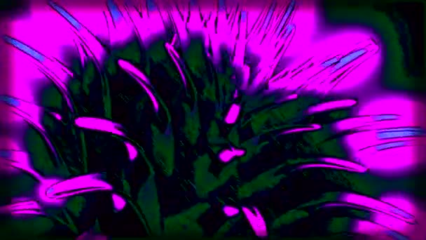 移动的霓虹灯的3D动画峰值 亮晶晶的尖尖在圆周运动 无刺的开花结果 — 图库视频影像