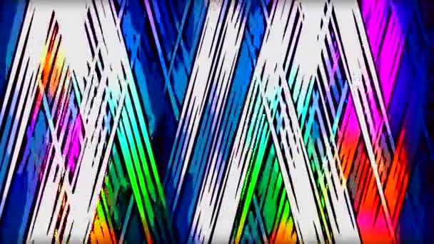 Traversée Abstraite Lignes Multicolores Lumineuses Créant Motif Triangles Motion Coups — Video