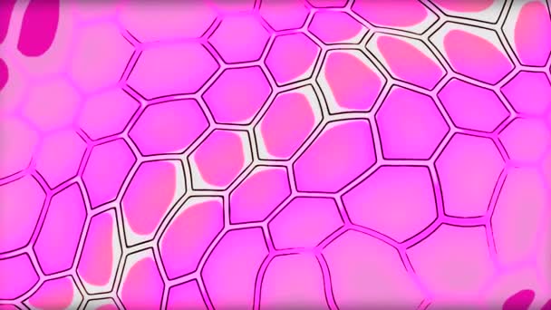抽象的なカラフルな蛇のスケール パターン ムーブメント カラフルな背景に六角形のストレッチ形状 — ストック動画