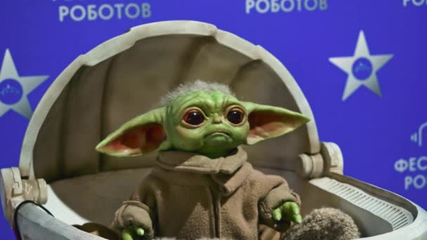 Spanje Madrid Mei 2022 Realistische Baby Yoda Een Wieg Hdr — Stockvideo