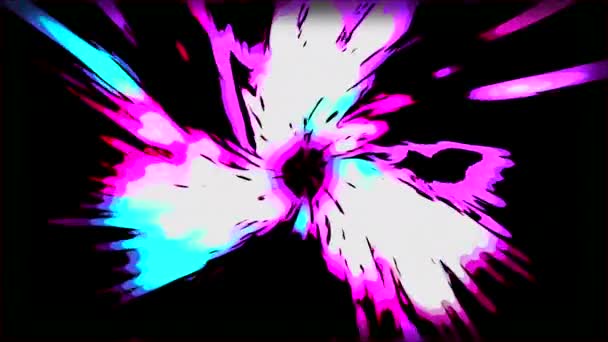 五颜六色的螺旋爆炸行动 能量线流动的螺旋形 抽象宇宙爆炸的多彩的能量螺旋线 — 图库视频影像