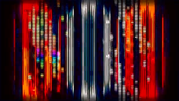 뮤지컬 스타일의 다채로운 라인을 애니메이션 움직임 줄무늬는 검은색 배경에 뮤지컬 — 비디오