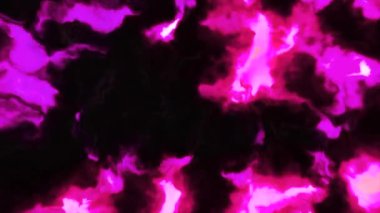 Işıklı siyah bir arkaplan. Hareket. Bilgisayar grafiklerinden yapılmış parlak ışığın pembe ve mavi noktaları. Yüksek kalite 4k görüntü