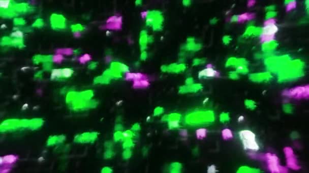 Black Background Green Yellow Backlight Motion Glowing Squares Bright Shades — Stock Video