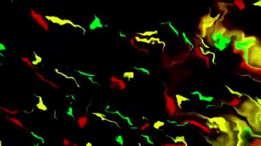 Siyah arka planda sıvı maddeyle renklendirilmiş boyalar. Hareket. Dijital sanat kavramı