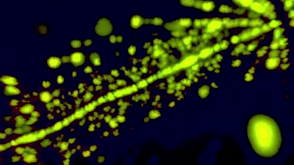 动画3D粒子 许多行绿色空间灰尘的抽象的未来主义组成 令人惊奇的流淌的太空尘埃 — 图库视频影像