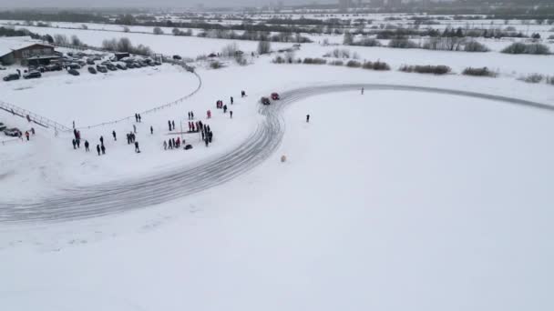 Χειμερινή Πίστα Κατά Διάρκεια Του Αγώνα Θέα Από Drone Κλιπ — Αρχείο Βίντεο