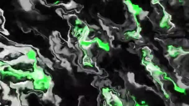 Groene Gele Gemorste Verfvlekken Beweging Donkere Achtergrond Met Lichte Sprankelende — Stockvideo