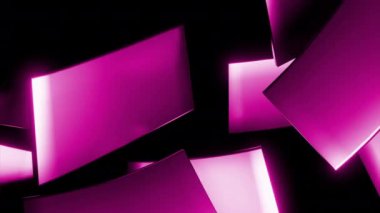 Ekseni etrafında dönen parlak neon renkli geniş çizgiler. Tasarım. Karşıt siyah arkaplan ve parlak fayanslar