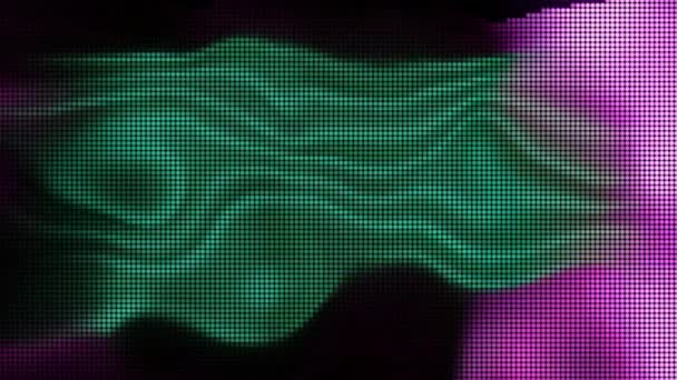 Πράσινη Οθόνη Τηλεόραση Δυσλειτουργία Κίνηση Τυφλώνοντας Σωματίδια Σχηματίζοντας Χρωματιστούς Λεκέδες — Αρχείο Βίντεο