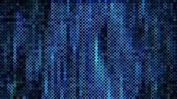 Абстрактно Синие Бегущие Пиксели Движение Движущиеся Линии Частиц Черном Фоне — стоковое видео