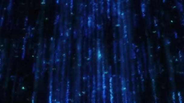 Abstract Blauw Draaiende Pixels Beweging Deeltjeslijnen Verplaatsen Een Zwarte Achtergrond — Stockvideo