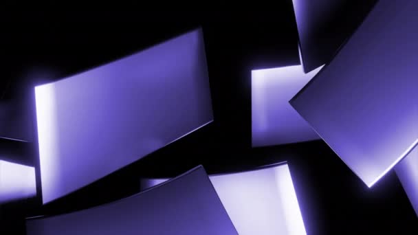 数字的循环旋转运动 黑色背景上旋转的霓虹灯瓷砖 — 图库视频影像