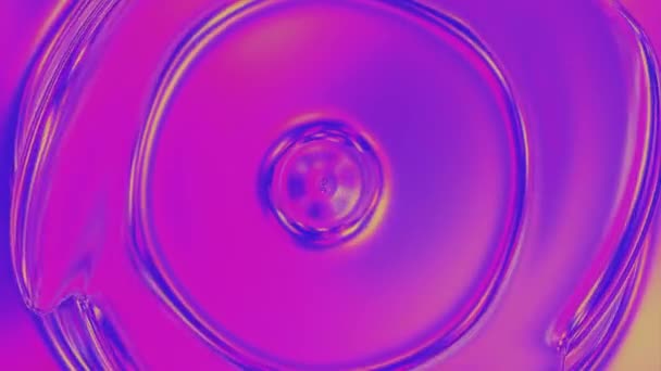 带圆波的液体纹理表面的三维动画从中心移动 粉色同心环 — 图库视频影像