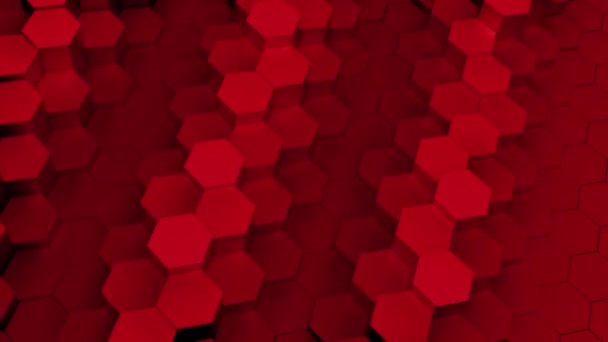Abstrakte Sechseckige Mosaik Rote Fliesen Design Bunte Wellenbewegung Von Mosaikteilchen — Stockvideo