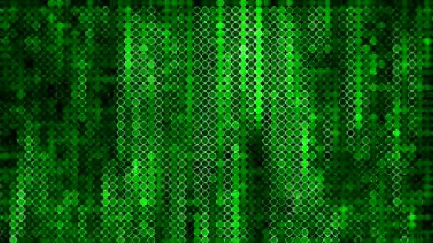 点滅するピクセルの実行列を点滅する緑色 ムーブメント プログラムコードの概念 — ストック動画
