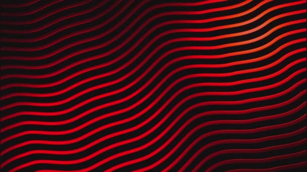Черный Фон Красными Желтыми Полосками Дизайн Медленно Движущиеся Линии Трехмерном — стоковое видео