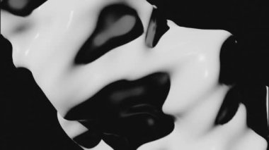 Soyut akışkan yapışkan siyah ve beyaz boya. Tasarım. Sıvı boya akışı