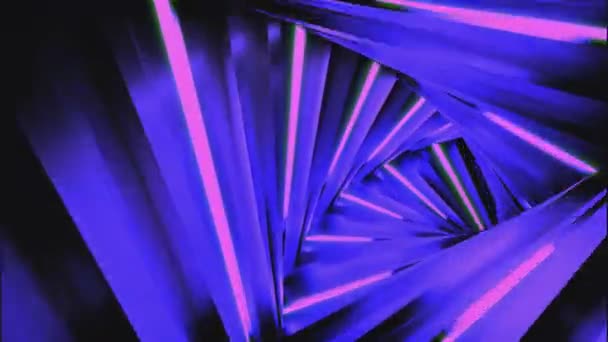 Espiral Giratoria Corredor Triangular Neón Diseño Triángulos Giratorios Púrpura — Vídeos de Stock