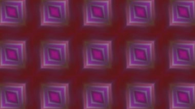 Göz kırpan kareleri olan eşsiz kaleydoskop renkli tasarım. Hareket. Simetrik tekrarlama deseni