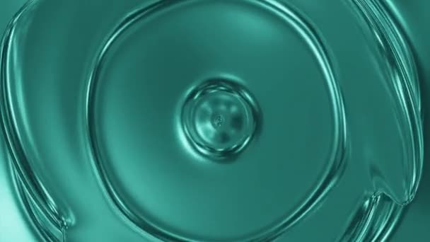 明亮的金属液体 环状波纹 表面环状液体的振动 表面有金属质感和波纹圆圈的三维液体 — 图库视频影像