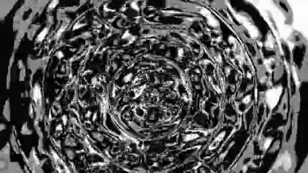 Анімація Металевої Рідини Рухається Кругових Хвилях Дизайн Бульбашкова Рідина Металевою — стокове відео