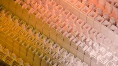 3d kare sütunlar mekanik dalgalar halinde hareket eder. Tasarım. Sütunlar makinenin etkisiyle yukarı ve aşağı 3 boyutlu dalgalar halinde hareket eder. Soyut sütunları hareket ettirmenin mekanik yapısı. 